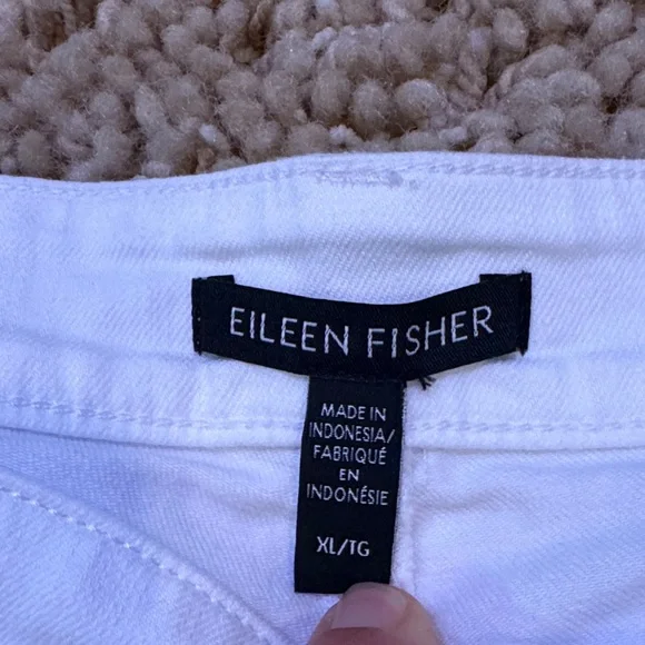 Eileen Fisher Organic Cotton Wide-Leg Cropped White Jeans size XL - Picture 8 of 15
